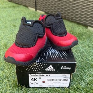 Disney Mickey Mouse Toddler Adidas Red and Black FortaRun AC 1 Sneakers size 4c